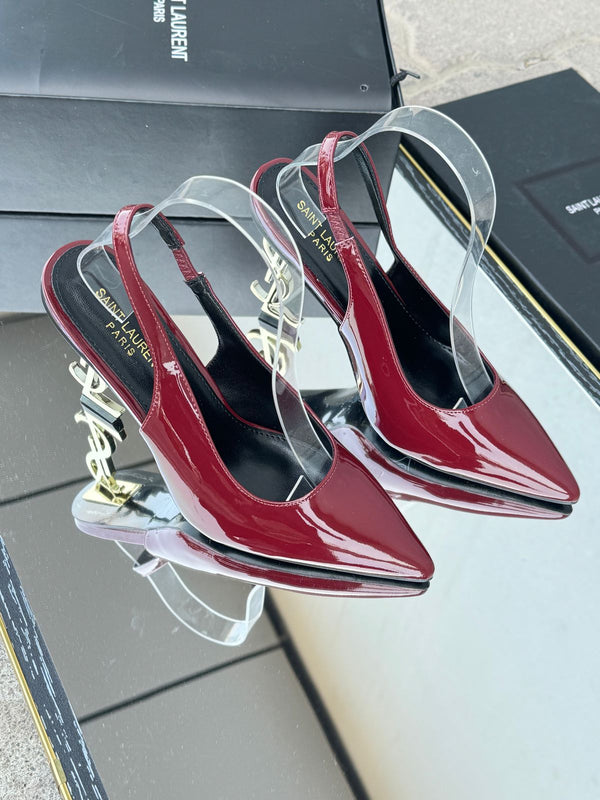 Saint Laurent Opyum Slingback Pumps Red